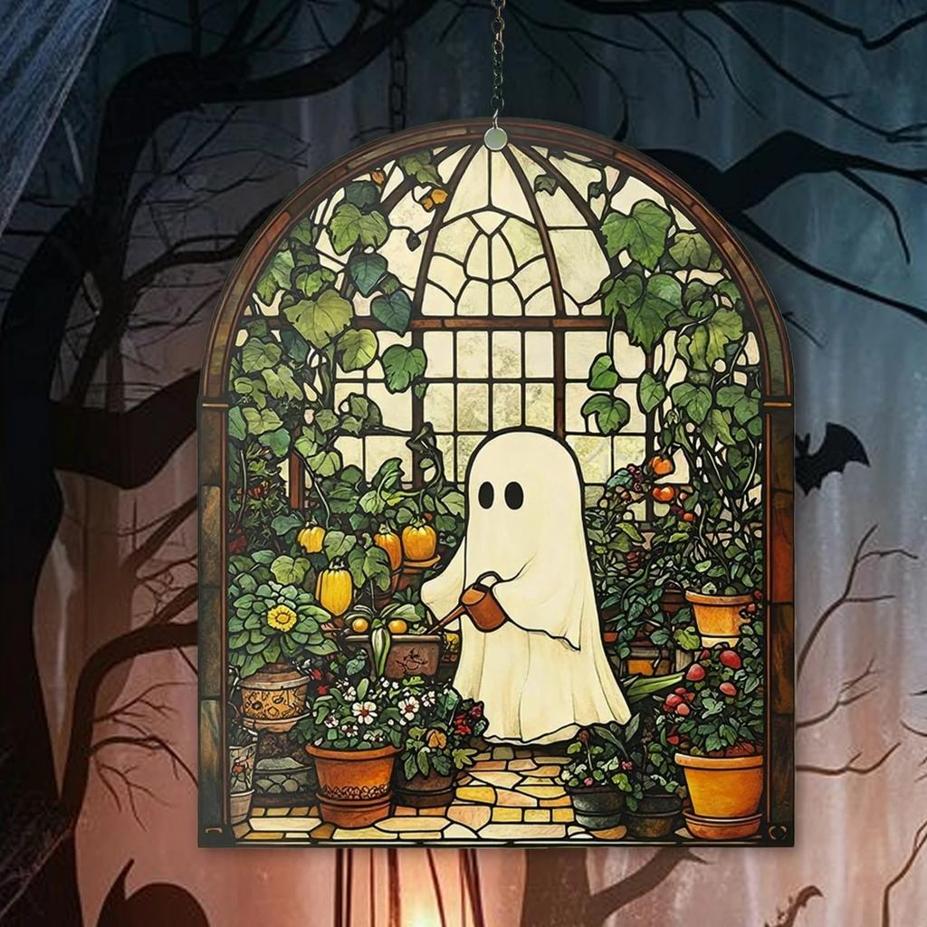 Gotický Duch Lapač Slunce Akrylová Závěsná Ozdoba na Okno Barevný Projektor Stínů Halloweenská Dekorace Strašidelného Domu Rekvizita Ideální Dárek