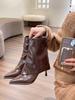 Trendy! Pointed High-heeled Trousers Boots Women's 2025 New Soft Leather Thin-heeled Thin Boots