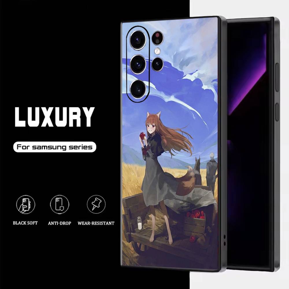 

Чехол для телефона аниме S-Spice and Wolf для Samsung S25, S24, S23, S22, S21, S20, S10, Ultra, Plus, Lite, FE, Черный мягкий силиконовый чехол Samsung S23plus5G