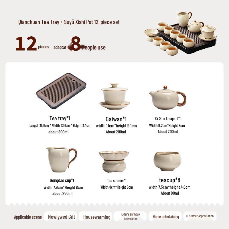 Tangfeng Ru Kiln Gongfu Tea Set with Tea Tray