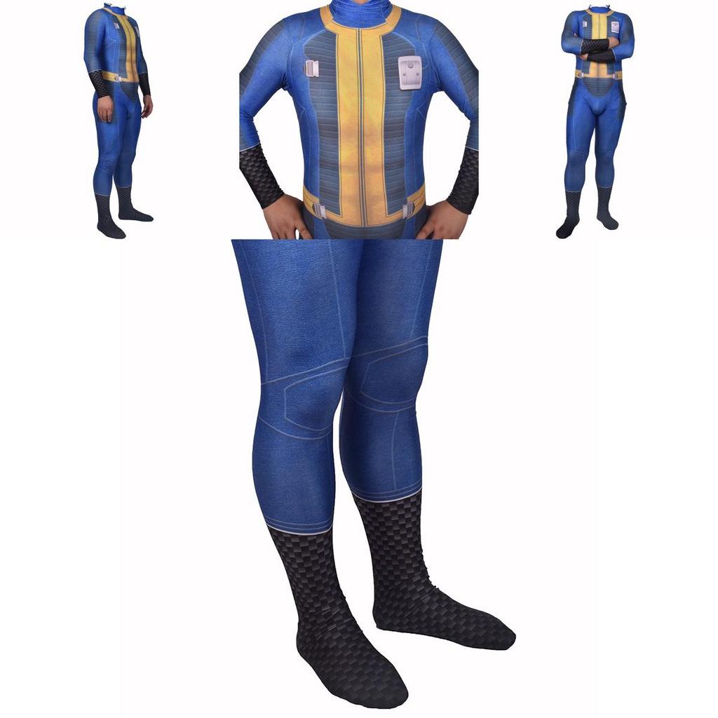 Authentic Fallout 4 Survivor Cosplay Fo Nate Vault 111 Jumpsuit Bodysuit For Halloween