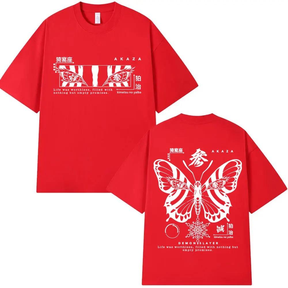 Anime Demon Slayer Akaza Schmetterlingsaugen Grafik T-Shirt Herren Damen Kleidung Mode Übergroßes T-Shirt Männlich Lässig Baumwoll-T-Shirts