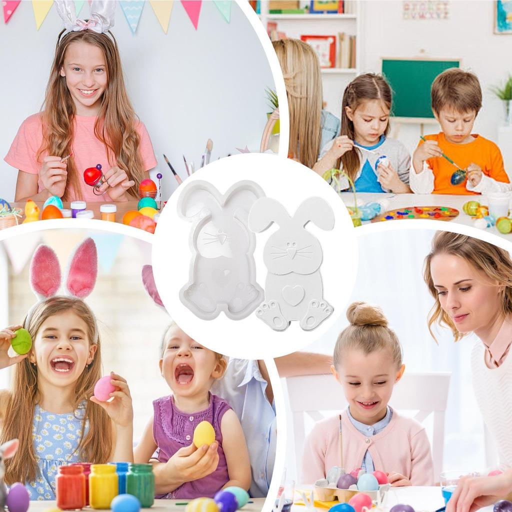 Bunny Silicone Mold Easter Bunny Statue Silicone Mold Children Adults Beginners-Friendly Casting Mould Easy Release For Cake