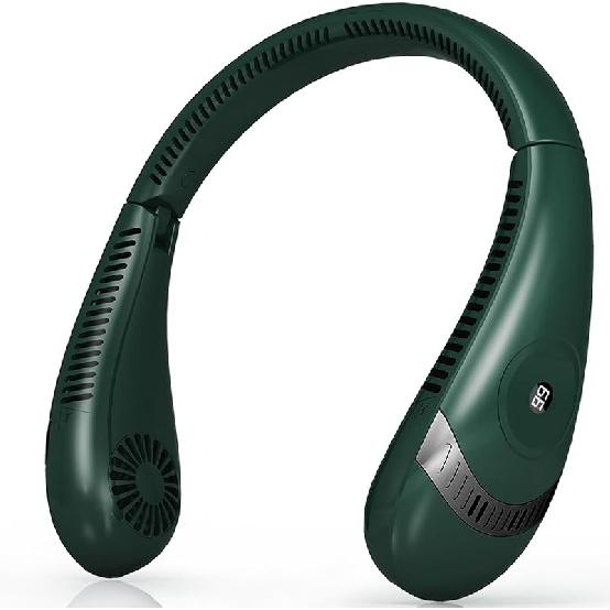 OLV Neck Fan 5000mAh Rechargeable Battery Portable Fan 360° Bladeless Cooling 3 Speeds Powerful Airflow Personal Foldable Neck Fan Gifts for Men