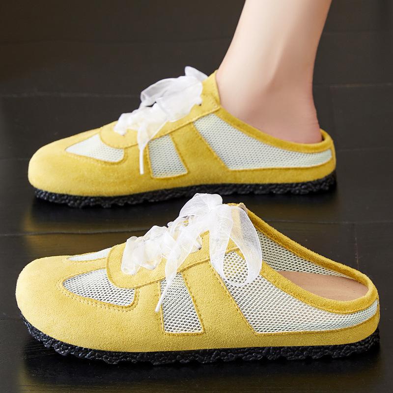 Women's shoes casual shoes new breathable mesh shoes one foot half slippers soft sole Dexun shoes fashionable versatile women's single shoes
