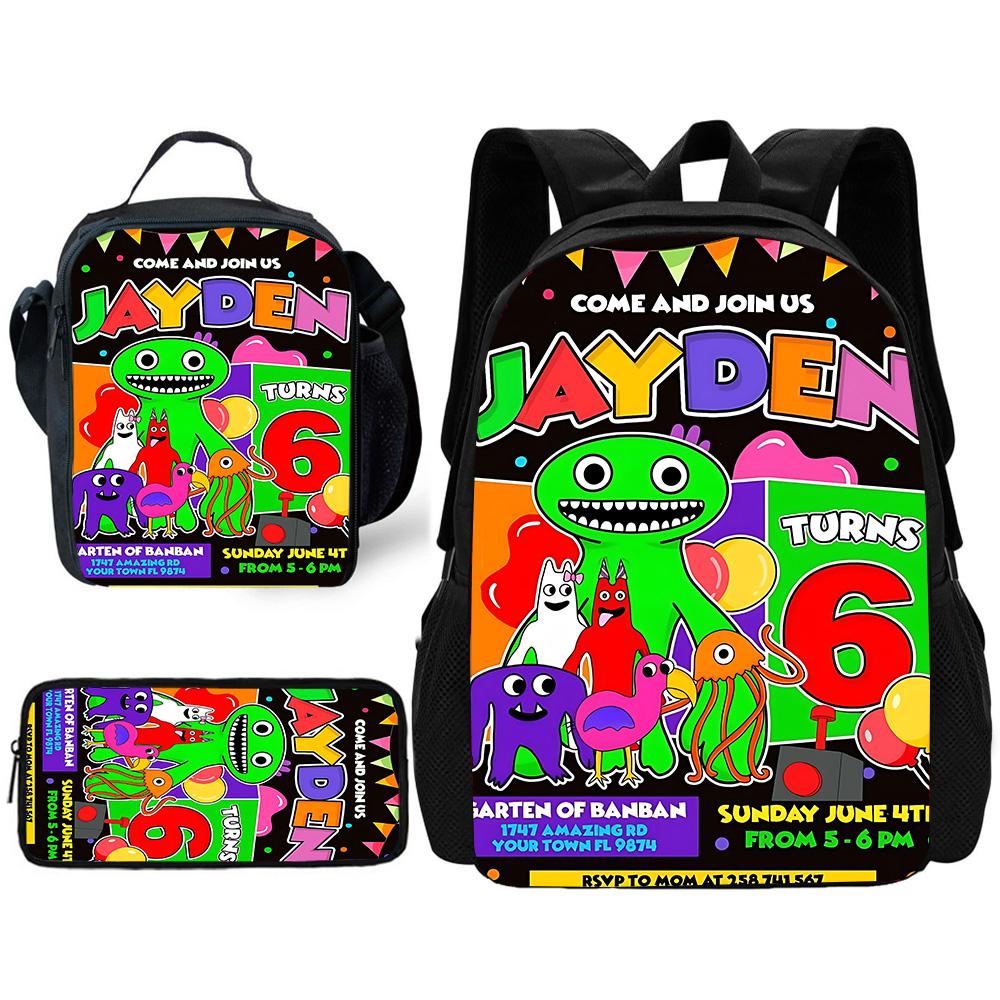 Child School Gartens of BanBans Game Backpack with Lunch Bags ,Pencil Bags ,School Bags for Boys Girls Best Gift
