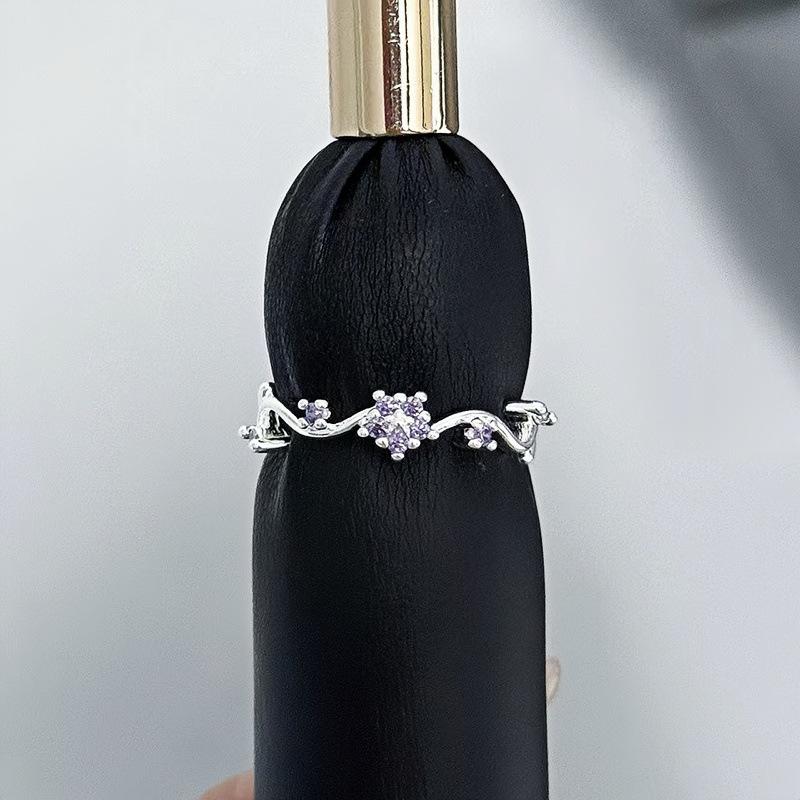 Fashion Light Luxury Pig Nose Full Of Diamonds Zircon Super Flash Opening Ring Female Niche High-End Feeling Stacked Index Finger Ring