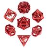Cusdie Dračí duté kovové DND kostky 7 ks D4-D20 Polyedrická sada kostek se železnou krabičkou pro RPG hru Pathfinder Stolní hry
