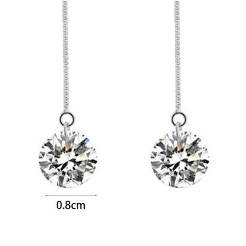 Women Cubic Zirconia Dangle Long Chain Line Earrings Jewelry