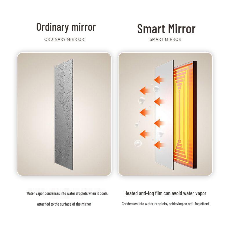 Arc Thickened Bathroom Smart Mirror Cabinet with Makeup Storage and Wall-Mounted Multi-Function Socket