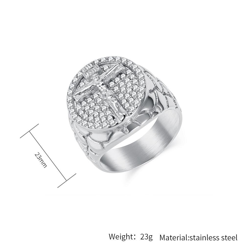 Jesus Men's Ring, Stainless Steel Moissanite Zircon Ring, Hiphop Jewelry