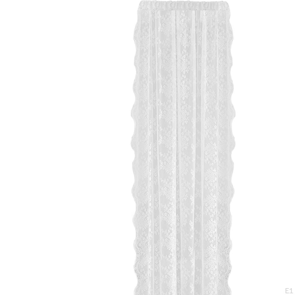 Curtain Voile Drape Drapery Transparent Floral Panel with Rod Pocket for Kitchen Hotel