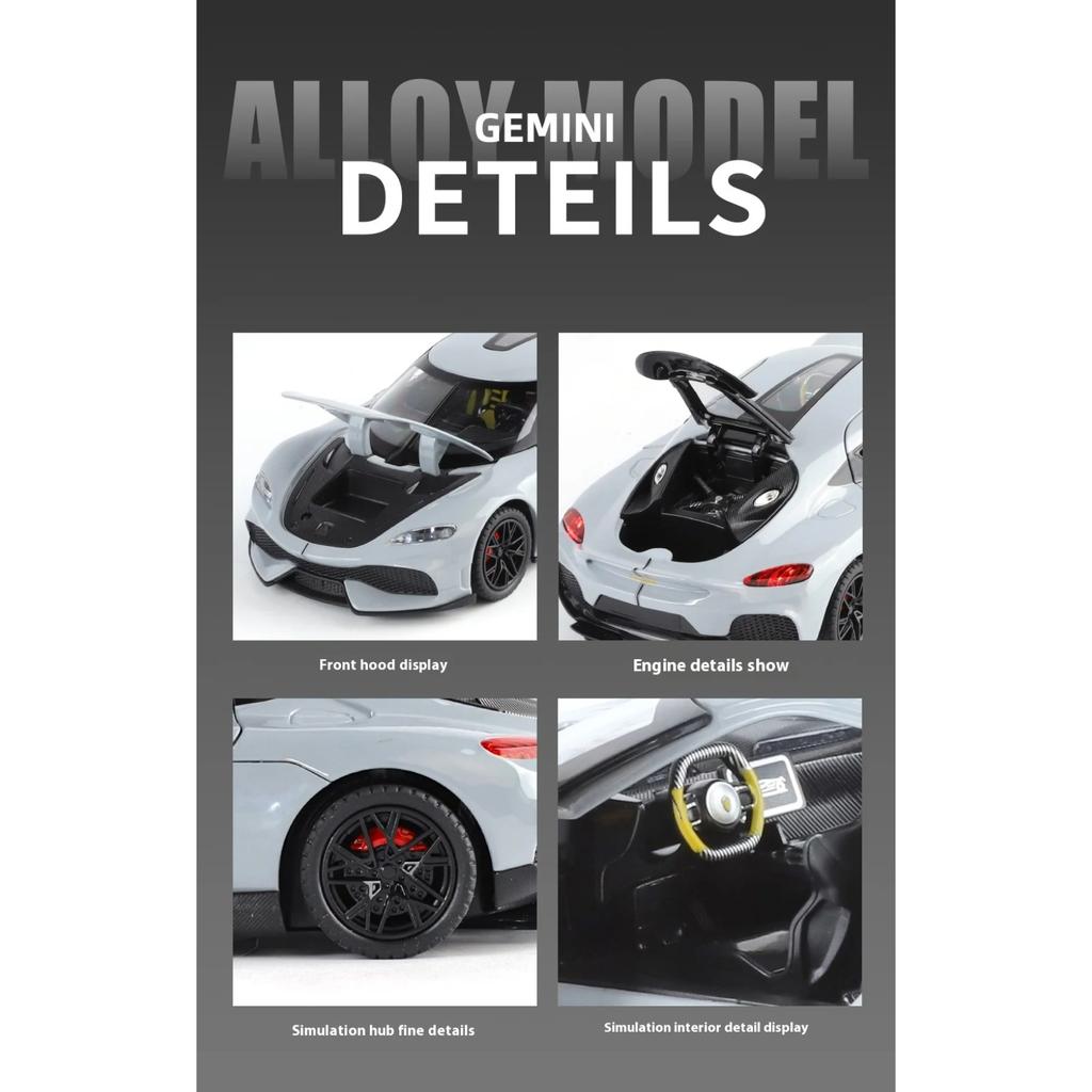 1/24 Koenigsegg Gemera GT Sports Car Alloy Diecast Model Collect Hobby Model Ornaments Gift for Friend Pull Back Toy New Style Sports Car