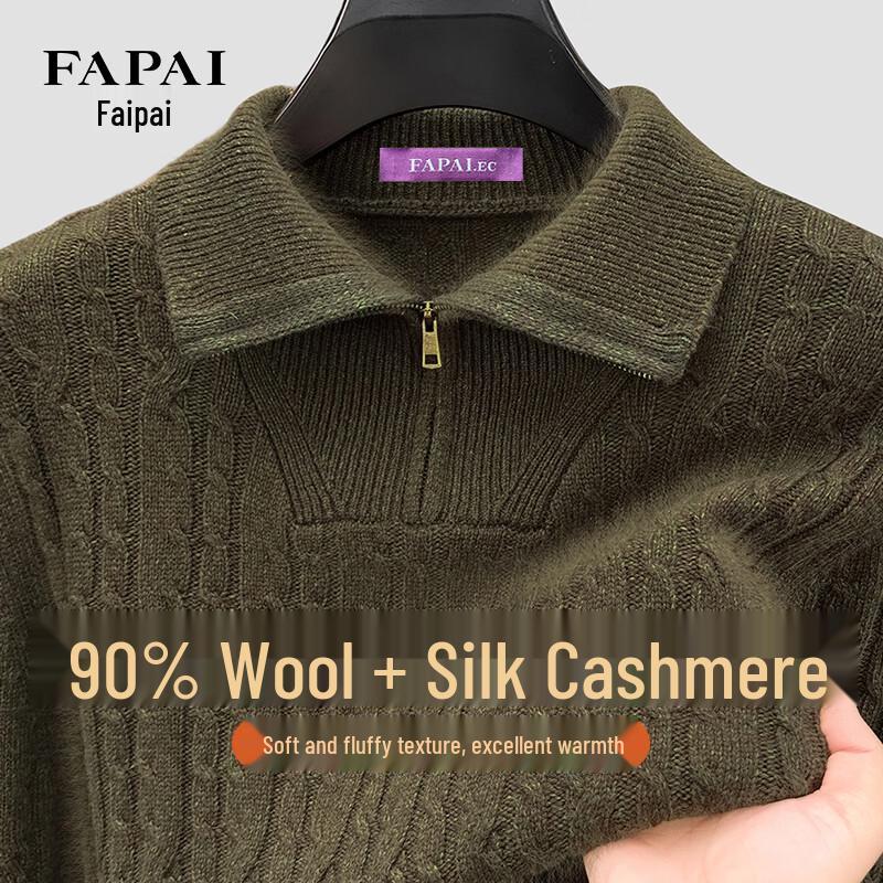 Fapai Men's Wool-Silk Blend Pullover Sweater