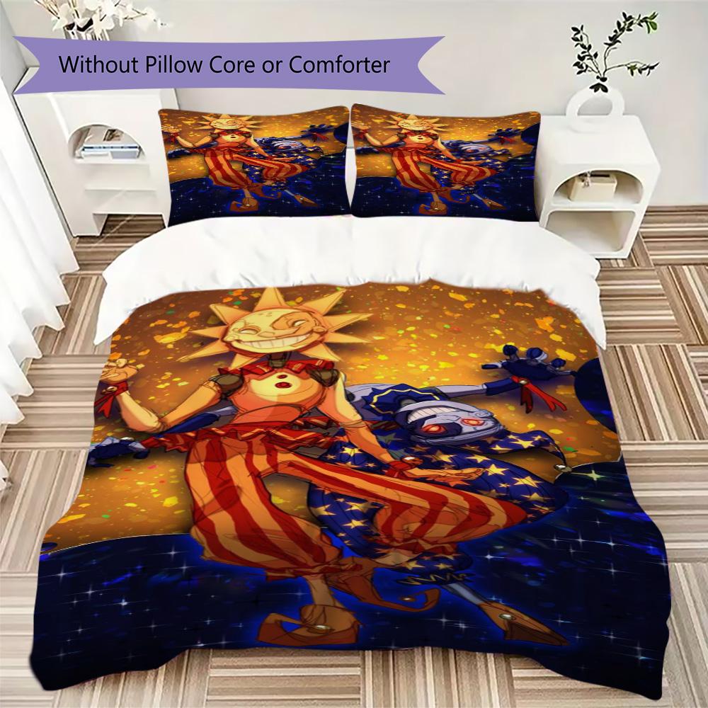 Sun & Moon Jester Anime Print Pattern Bedding,Quilt Set Quilt Cover Pillowcase Home Birthday Gift (1*duvet cover+2*pillowcase,without core)ZSJT0917373