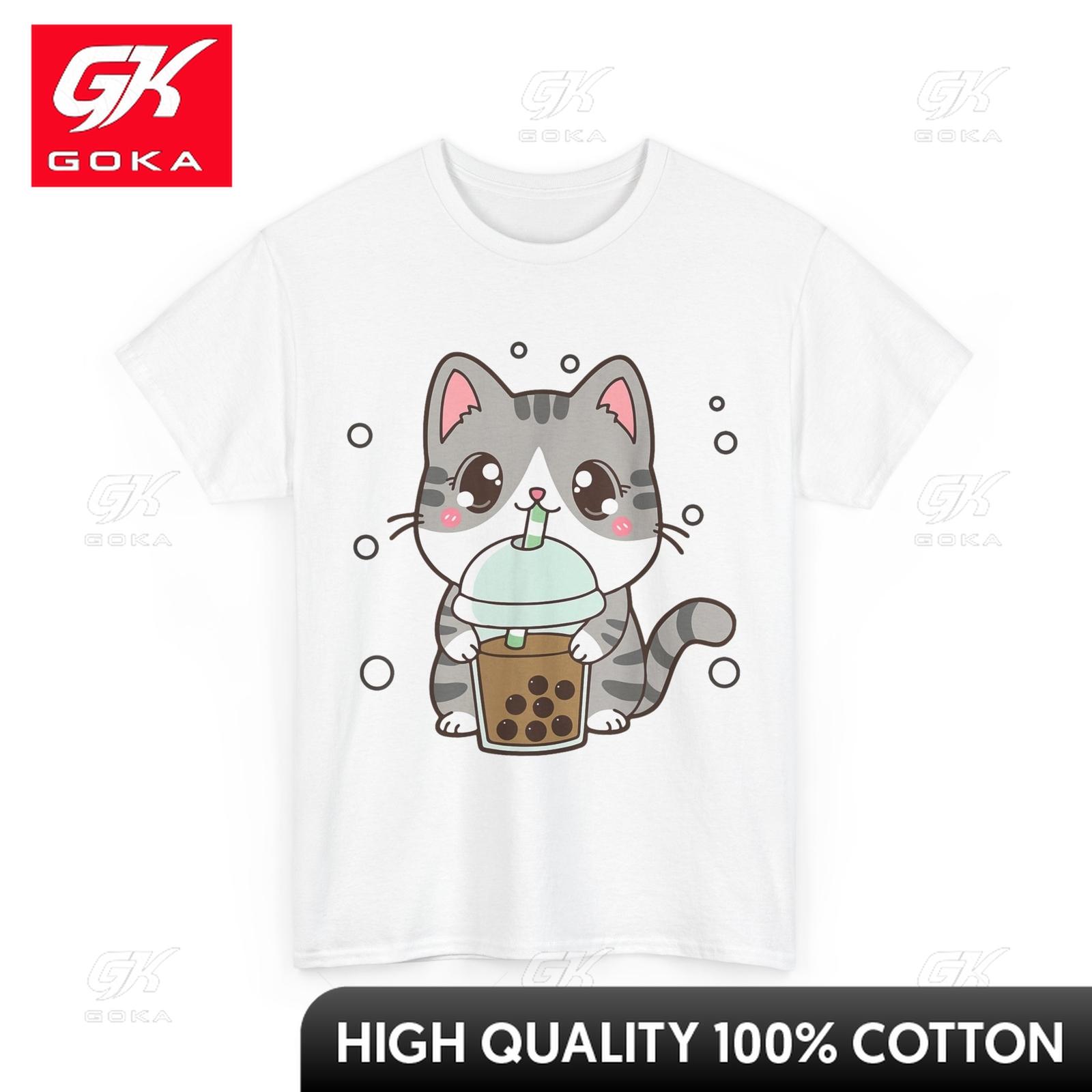 

Kawaii Cat Japanese Culture Lovers Kitty Cute Shirt T Shirt Pure Cotton Weekend Outfit Novelty Print Lightweight O Neck Creative S