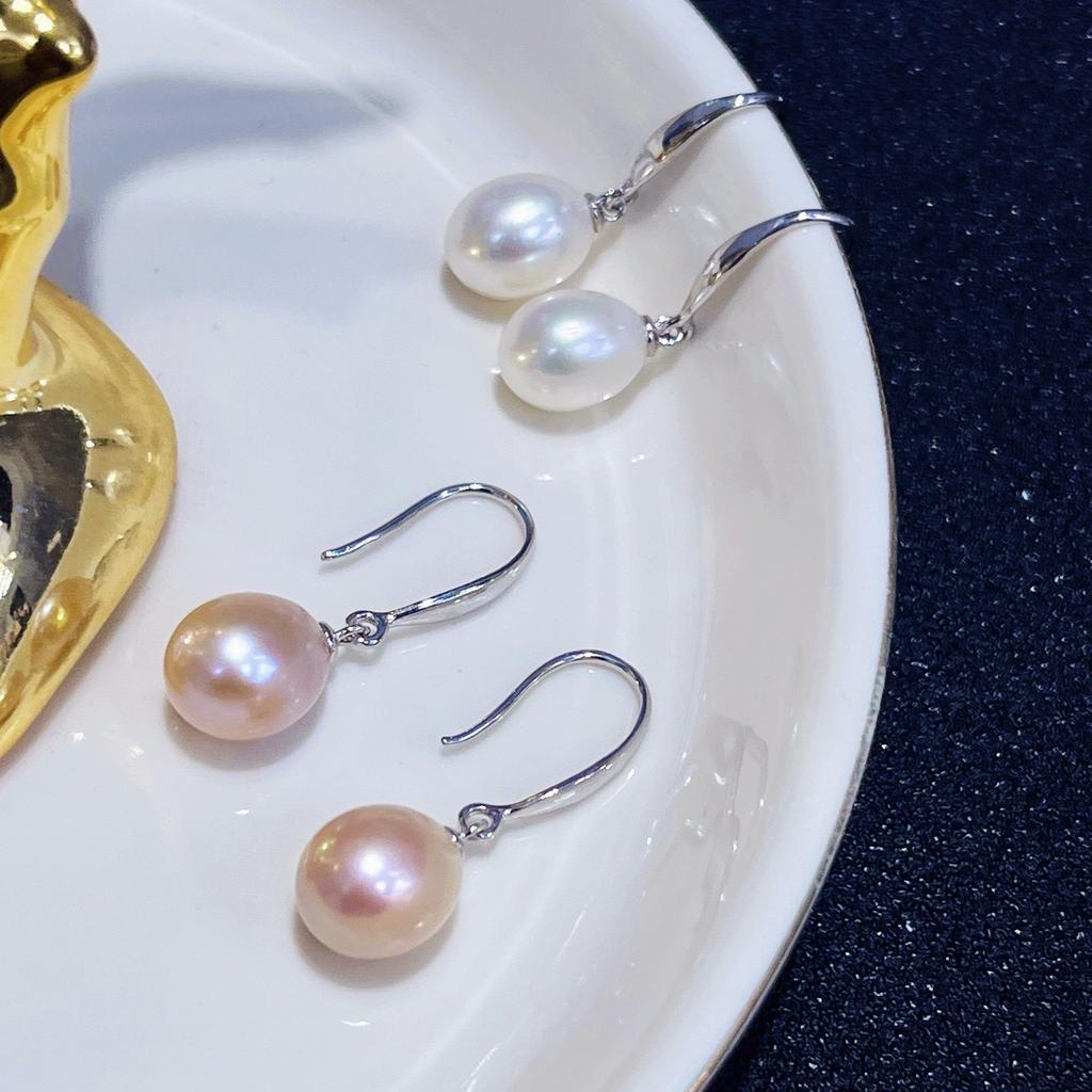Ziyue Zhuji Pearls Gentle and minimalist style S9Silver tian Freshwater pearl drop earrings, versatile and unique