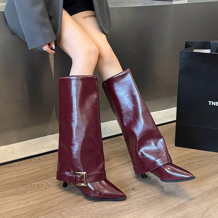 

High-Style Slimming Pointed Toe Stiletto Boots - Winter 2026 Western Cowboy Long Heels 36
