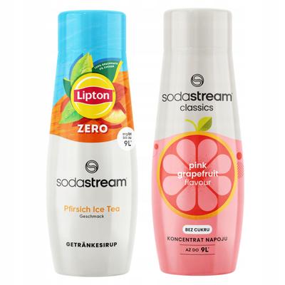 2x SodaStream Lipton Ice Tea Fersken Nul Sirup Sukkerfri + Grapefrugtjuice