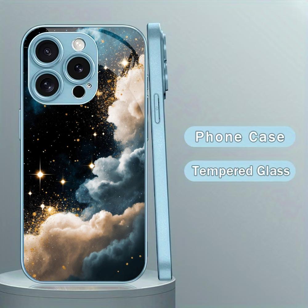 Clouds new Hot-selling protective case Phone Case Metallic paint Glass PhoneCase for iPhone 17 16 15 14 13 12pm Pro Plus