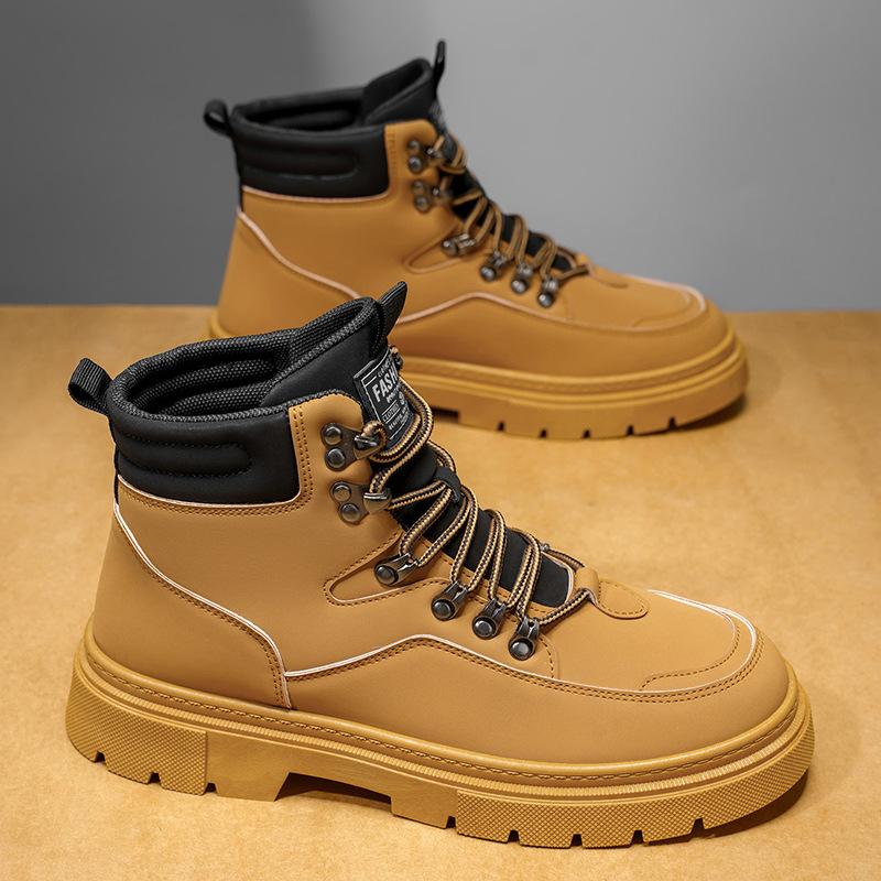 Martin boots men's new autumn high-top locomotive boots British wind waterproof and non-slip soft leather men's shoes