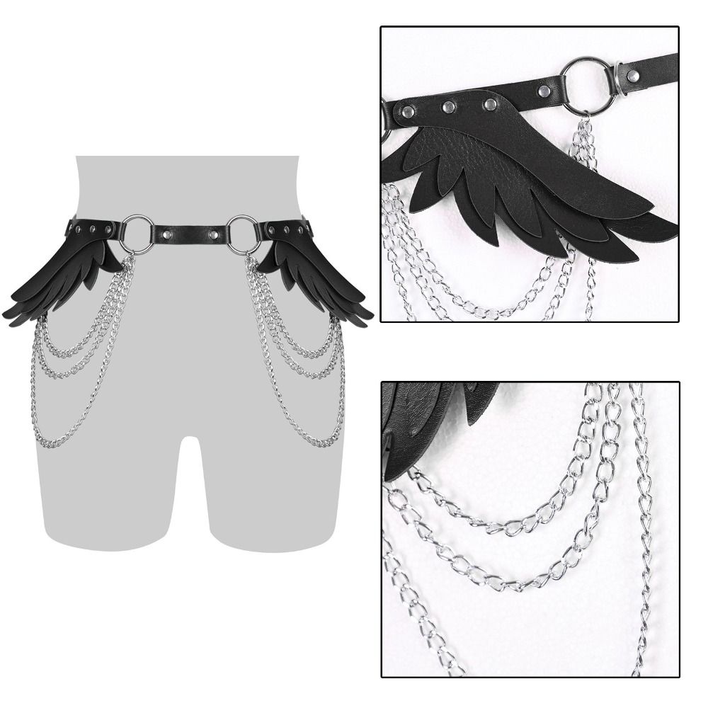 Spicy Girl Y2K Belt PU Leather Punk Waistband Trend Wing Rivet Belt Cosplay Accessories