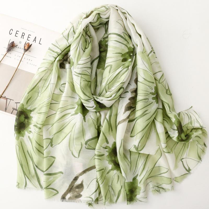 Winter Shimmer Oil Painting Floral Fringe Viscose Soft Scarf Cotton Shawls Women Perfect for Travel Casual Muslim Hijab 180*90Cm