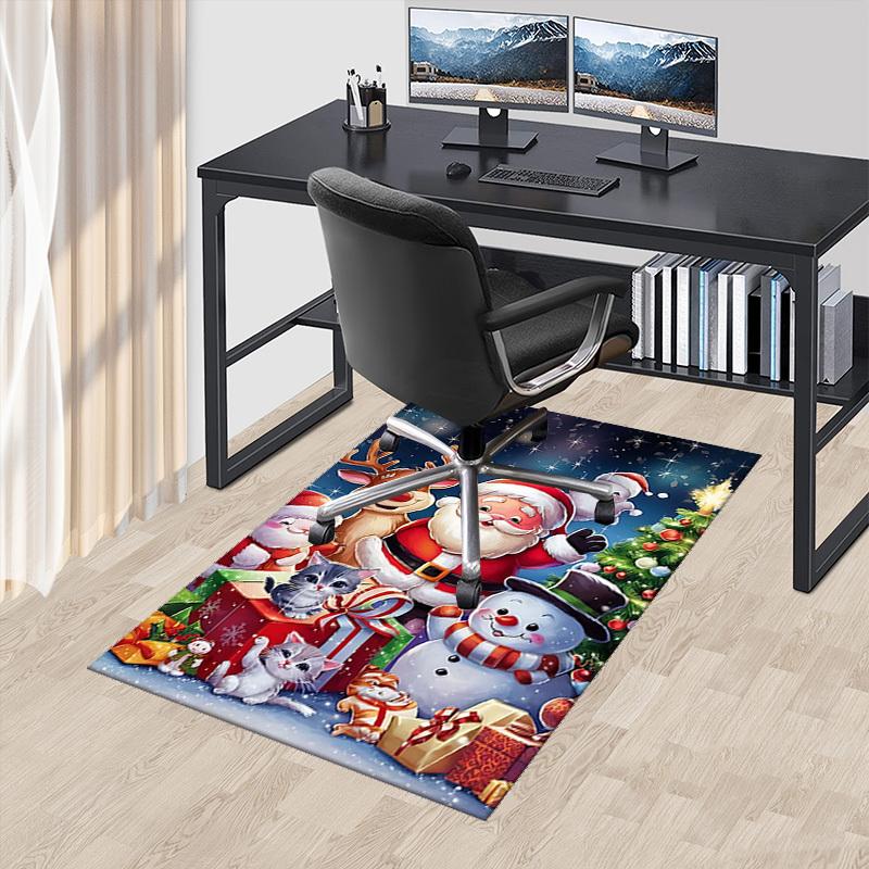 

Christmas Santa Claus Reindeer Snowman Cat Chair Mat - Anime Cartoon Design, Non-Slip Carpet for Office, Home Decor, Living Room, Bedroom, Game Room & 60cm by 90cm
