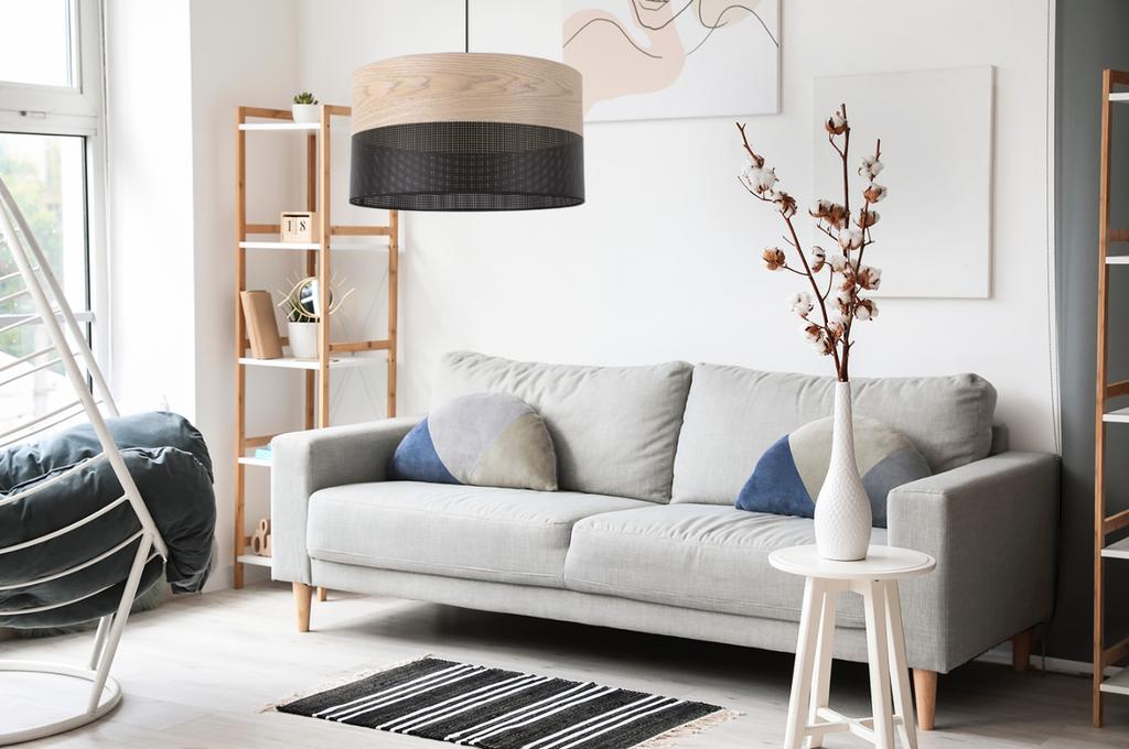 Single Hanging Lamp Classic Oak Veneer Lampshade 40Cm