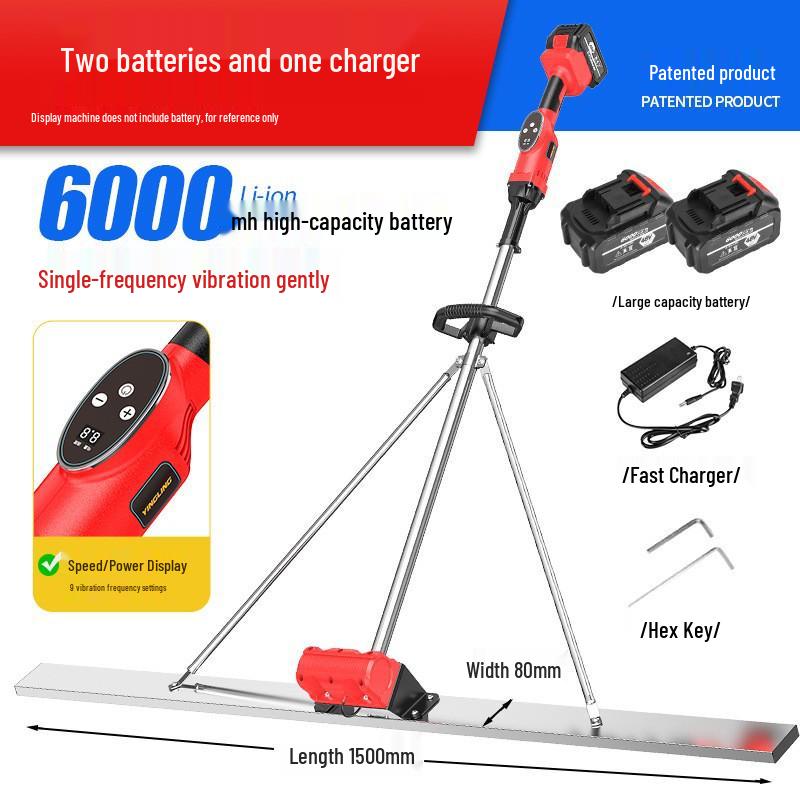 Stainless Steel Electric Concrete Trowel with Large Lithium Battery and Vibrating Leveling Ruler
