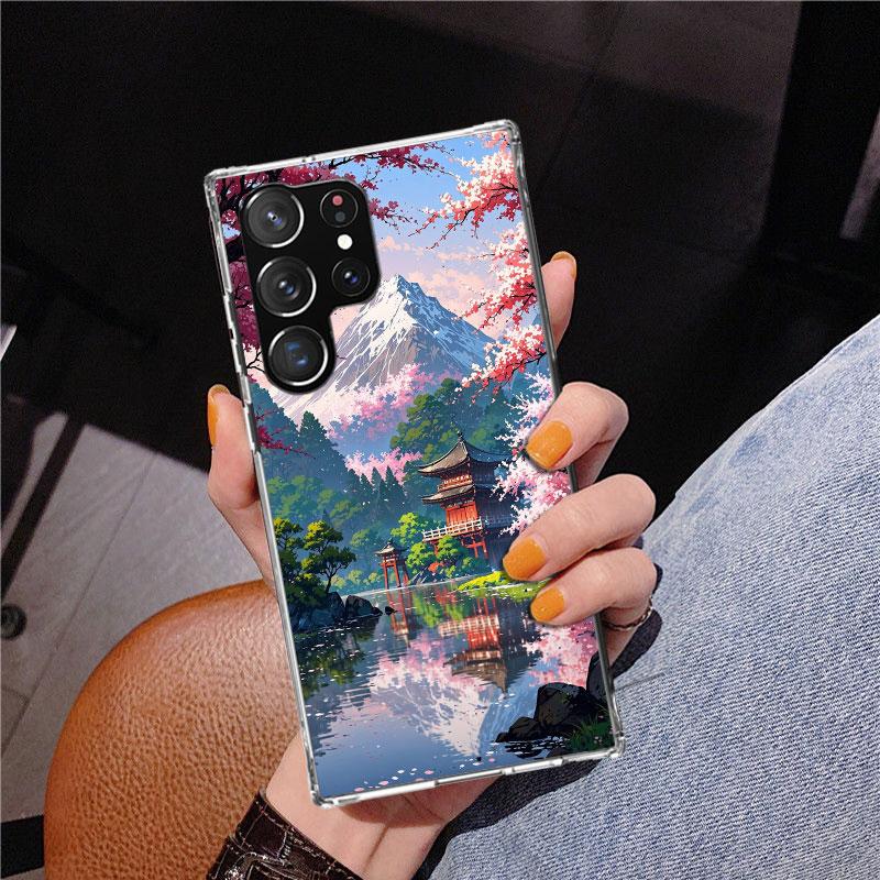 Japanese Cherry Mount Fuji Phnoe Case for Samsung Galaxy S26 S25 Edge S23 S24 Ultra S22 Plus S21 S20 FE Unique Cover Soft Coque
