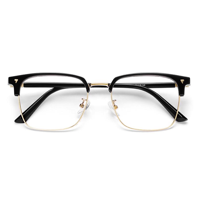 Men's TR90 Ultralight Browline Semi-Rimless Eyeglasses Frame with Anti-Blue Light, Suitable for Prescription Lenses