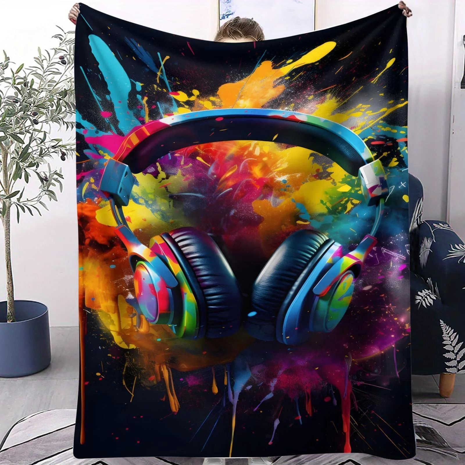 Neon Game Controller Fleece Blanket - Vibrant Throw for Gaming Room Bed Sofa Perfect for Gamer Couples & Night Gaming Sessions 70x100cm