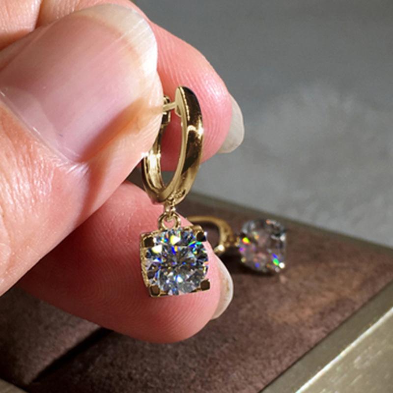 IOGOU D Moissanite 5mm Earrings 925 Silver Original Certified Moissanite Hoop Drop Dangle Earrings Huggie for Women