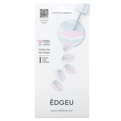 Edgeu, Perfect Gel Nail Wrap, ENA 442 Mirror Sky Blue, 19-piece Set
