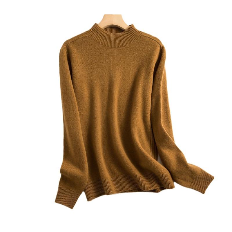 

Semi-turtleneck wool sweater women s 0 solid color bottoming sweater sweater new loose inner seamless knitted top L