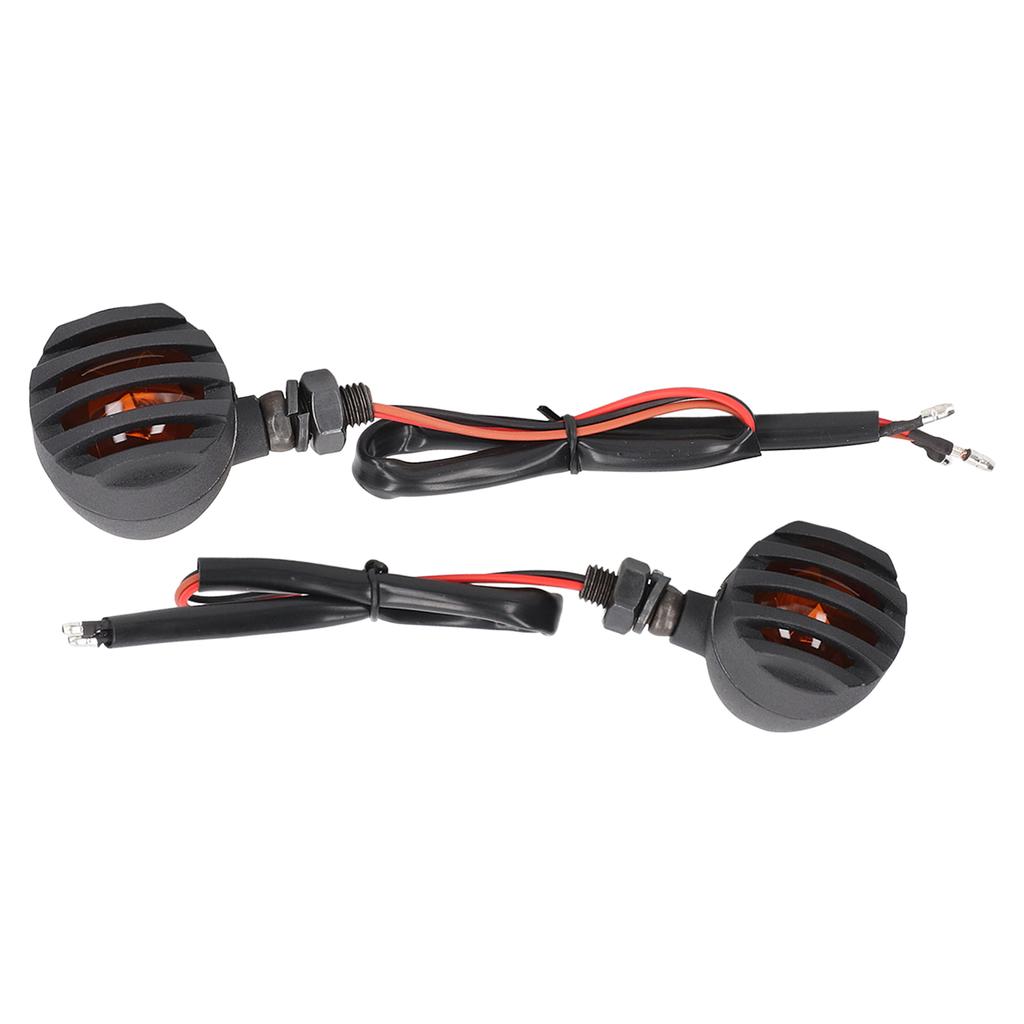 Pair Motorcycle Turn Signal Light with Grill Cover 3 Wires Retro 10mm Installing Hole Universal Replacement