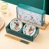 Elegant Forest Bear & Deer Ceramic Bowl Gift Set