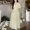 Large size fat mm summer new French temperament retro suit collar waist thin niche design dress women