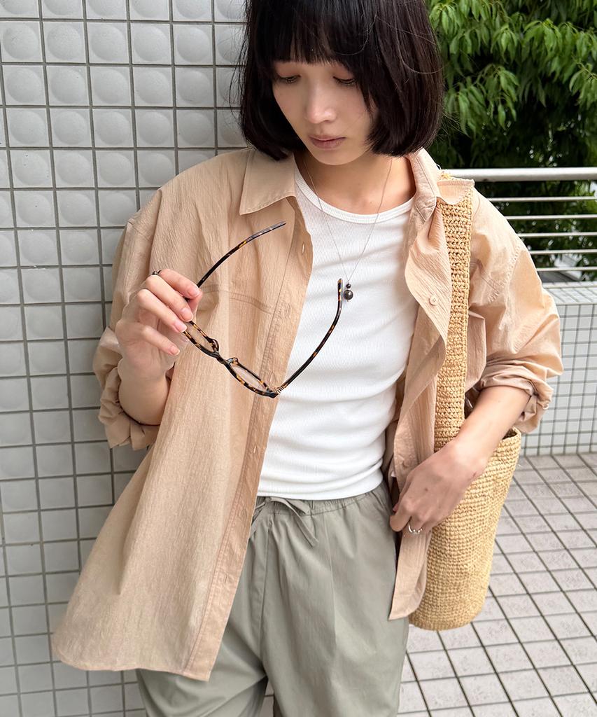 MALOUPE 4121 Summer Nylon Oversized Shirt (Beige)