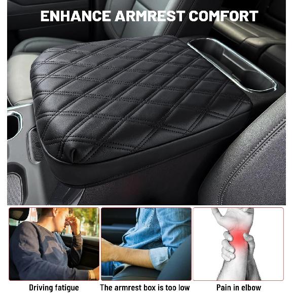 Center Console Armrest Cover For Chevy Chevrolet Silverado/GMC Sierra -2024 2025, Tahoe & Suburban & Yukon -2025, PU Leather Middle Console Cover