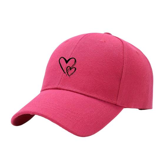 Women Baseball Cap, Adjustable Back Buckle Baseball Hat, Street Style Breathable Summer Hat, Heart Print Outdoor Sunshade Hat