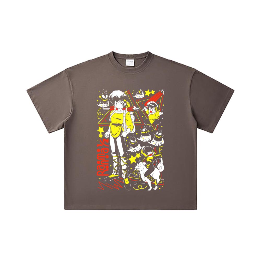 260 GSM Double Yarn 32 Count 100% Cotton Ranma 12 V7 Ryoga Print Unisex Heavy Cotton T Shirt