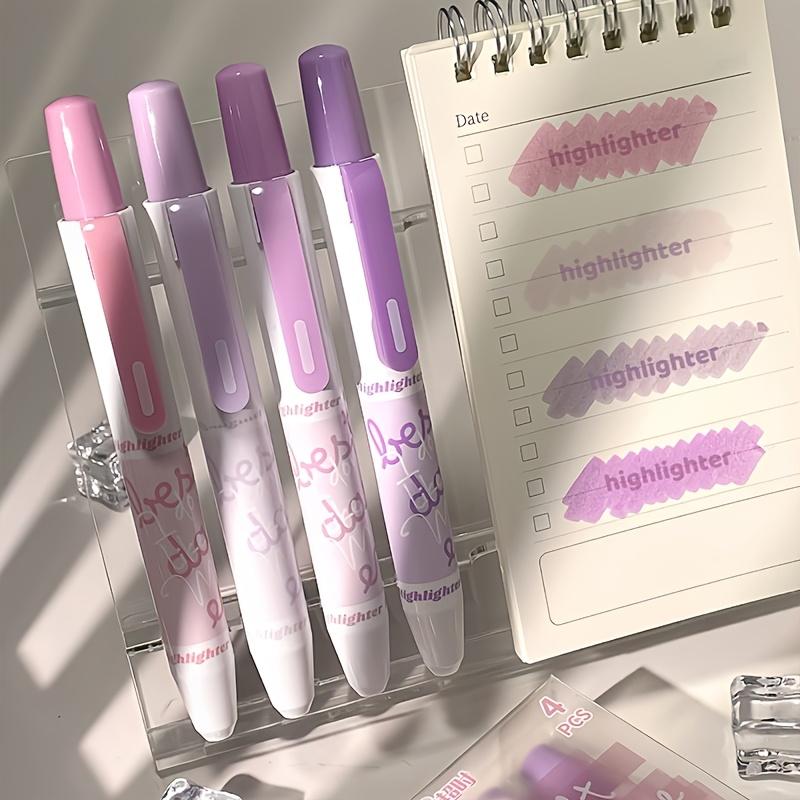 4er-Set Hochleistungs-Klick-Textmarker, 4 Farben, Farbverlauf Blau/Grün/Lila Marker, Leuchtmarker, Augenschonende Textmarker