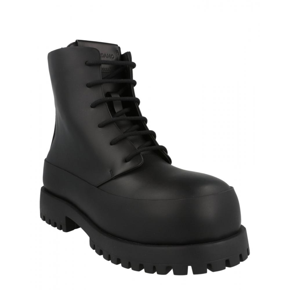 Salvatore Ferragamo Fede Combat Boots Black