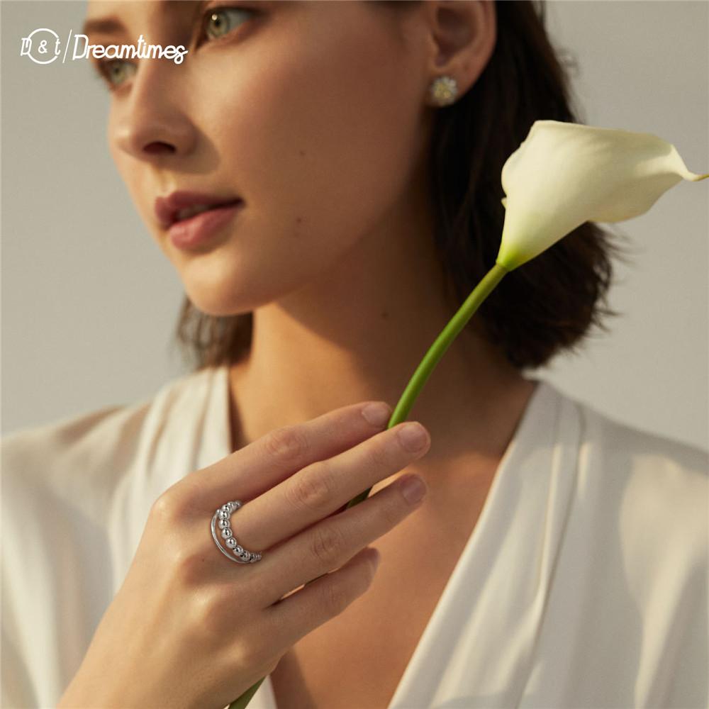Edelstahl drehbare Perlen Angstringe Offen Stressabbau Fidget Ringe Für Frauen Männer Mode Schmuck Geburtstagsgeschenk