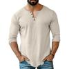 Mens Casual Long Sleeve Henley Shirt Four Button Front Lightweight Pullover Slim Fit Crew Neck Top