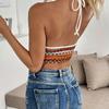 Top Sexy da Mare con Collo a Righe Geometriche Canotta Slim con Bretelle da Donna