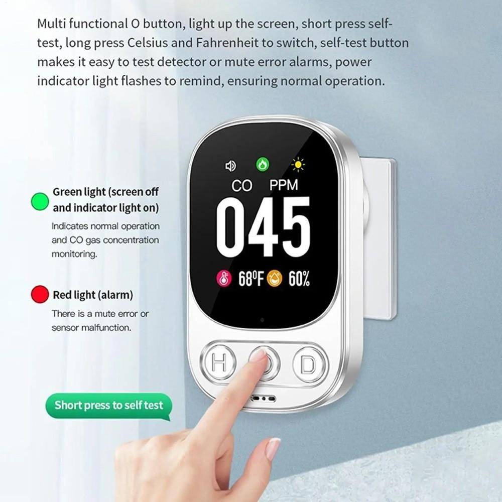 Real Time Monitoring Carbon Monoxide Detector Large Screen CO Monitor Travel