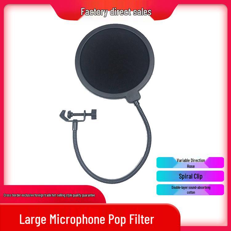 Large Diameter Double Layer Microphone Pop Filter Windproof Shield